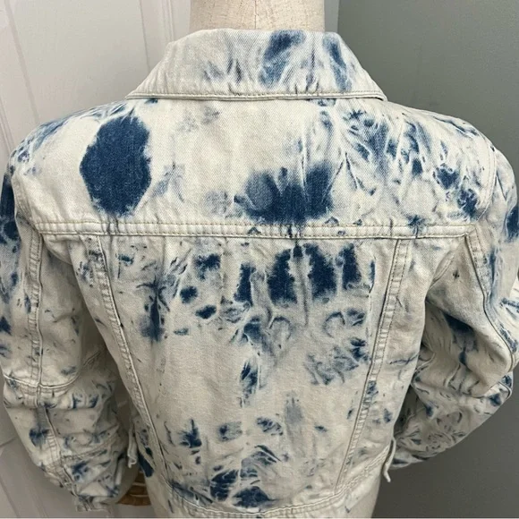 Free People White and Blue Tones Tie Dye Denim Jacket Size Small - Picture 10 of 16